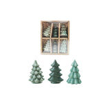 Green Stoneware Trees Set of 6