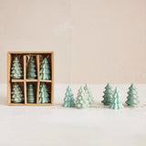 Green Stoneware Trees Set of 6