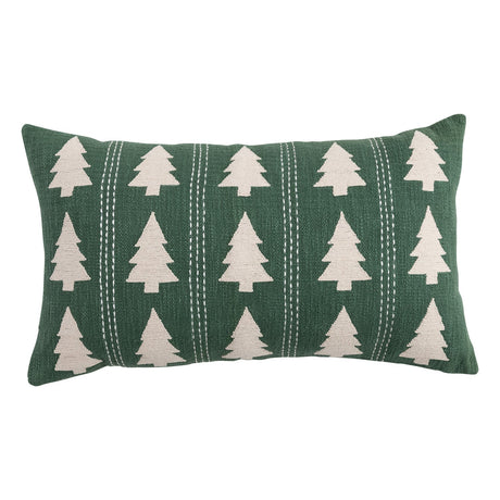 Winter Trees Green Lumbar Pillow