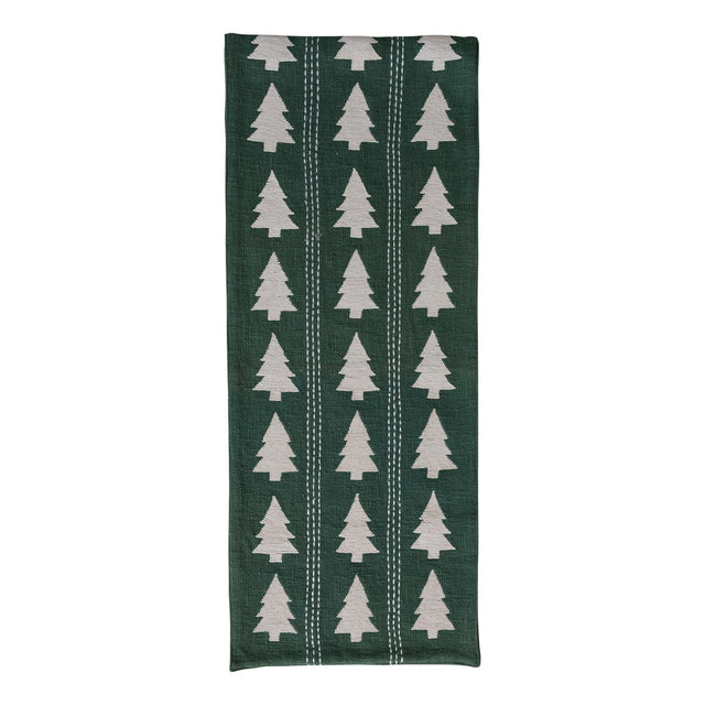Winter Trees Green Table Runner