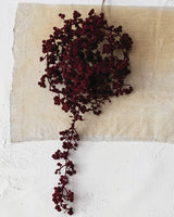 Burgundy flocked foam ball garland for farmhouse Christmas home decor from Magnolias Home Decor