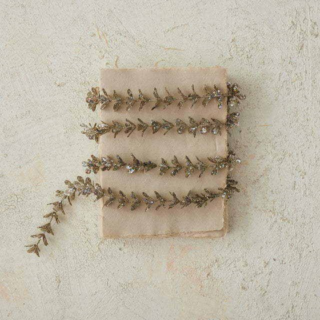 Champagne Faux Boxwood Garland with Glitter