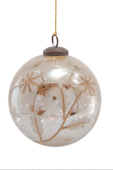 Large Etched Mercury Glass Ball Ornament - 2 Styles