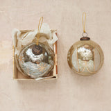 Large Etched Mercury Glass Ball Ornament - 2 Styles