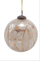Large Etched Mercury Glass Ball Ornament - 2 Styles