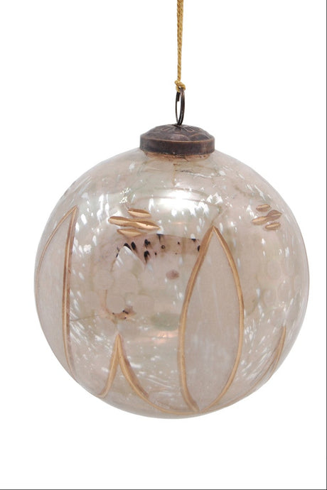 Large Etched Mercury Glass Ball Ornament - 2 Styles