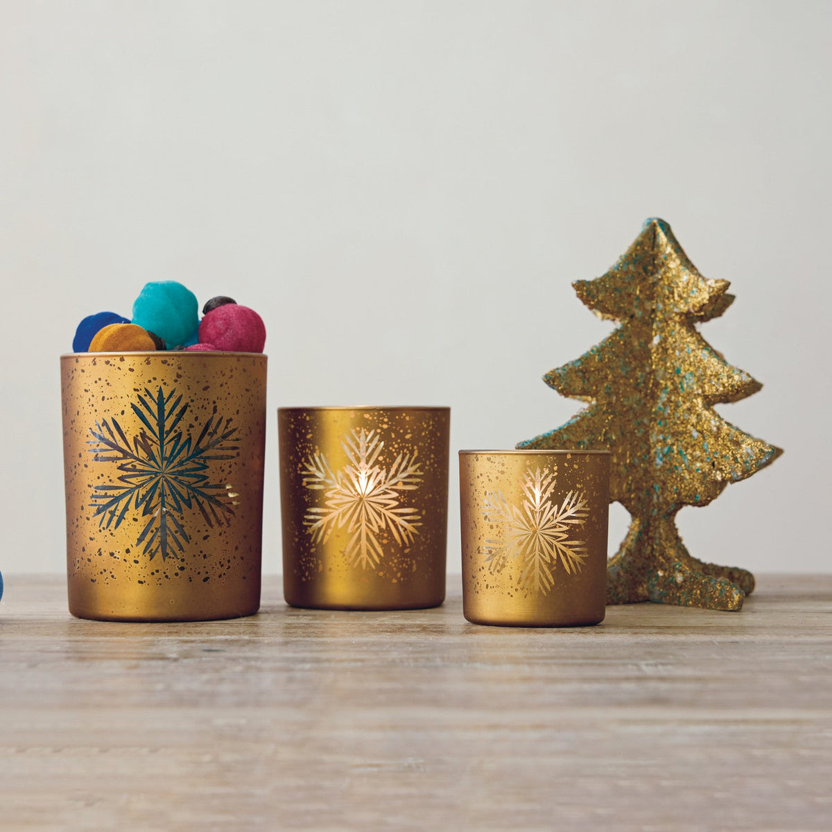 Snowflake Mercury Glass Votive Holder