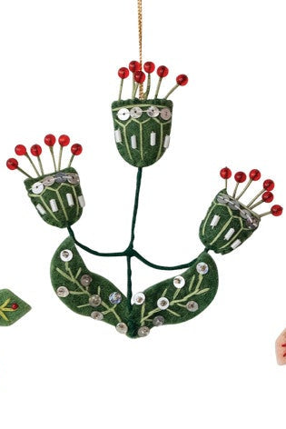 Handmade Wired Wool Botanical Ornament - 6 Styles