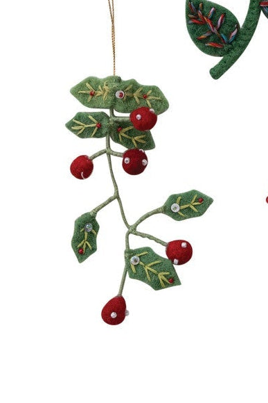 Handmade Wired Wool Botanical Ornament - 6 Styles