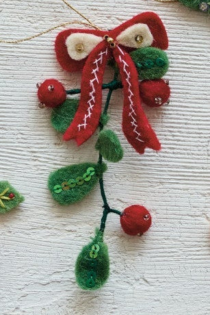 Handmade Wired Wool Botanical Ornament - 6 Styles