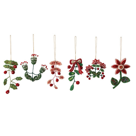 Handmade Wired Wool Botanical Ornament - 6 Styles