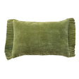 Green Cotton Velvet Lumbar Pillow with Ruffle Trim