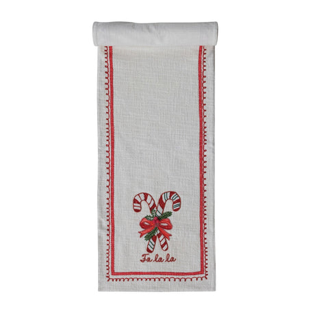 Candy Cane Cotton Slub Printed Table Runner
