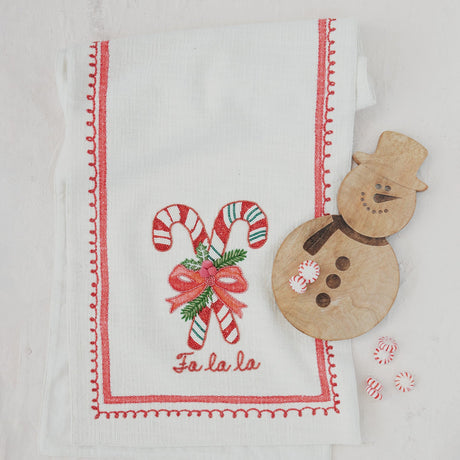 Candy Cane Cotton Slub Printed Table Runner