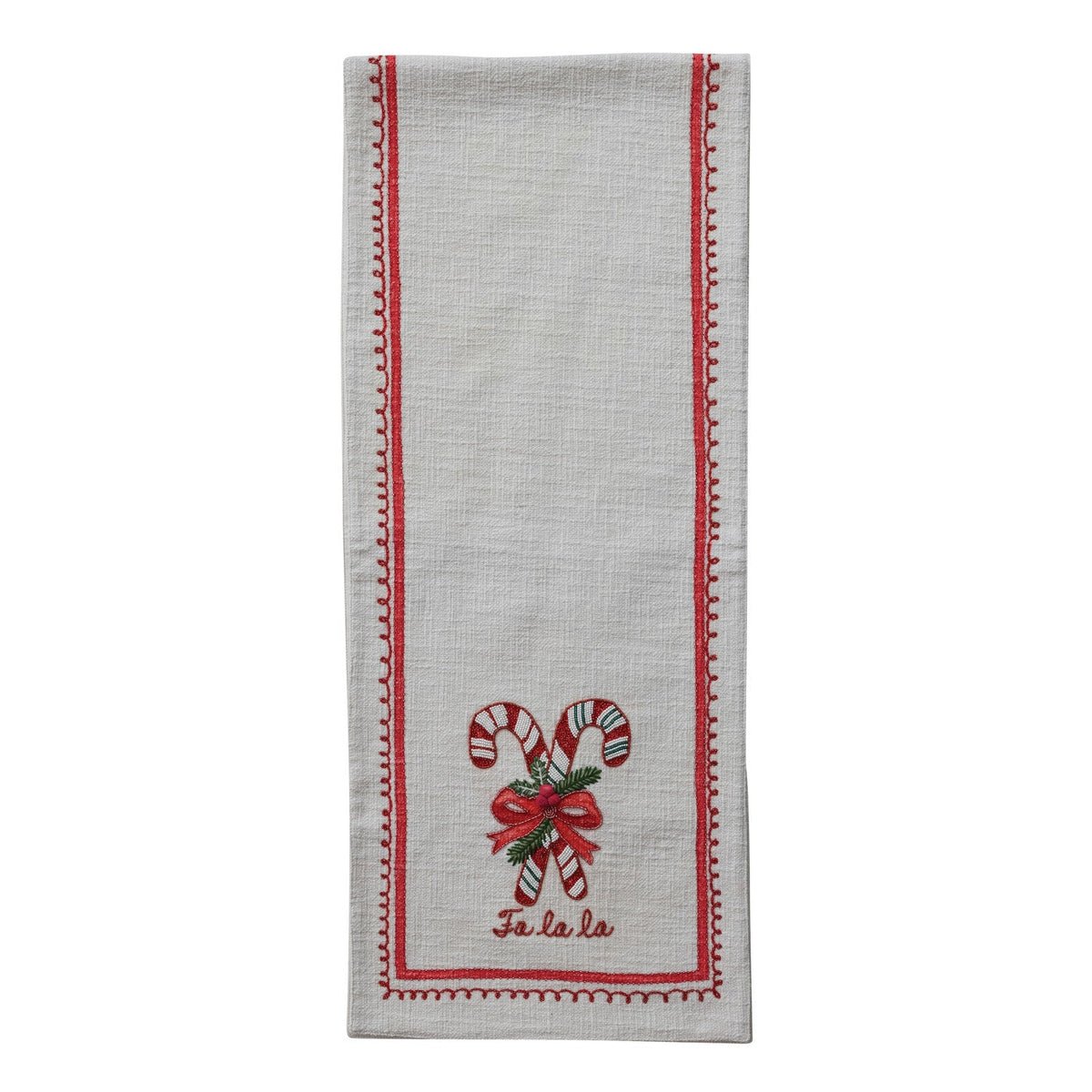 Candy Cane Cotton Slub Printed Table Runner