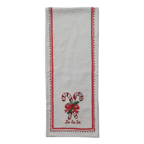 Candy Cane Cotton Slub Printed Table Runner