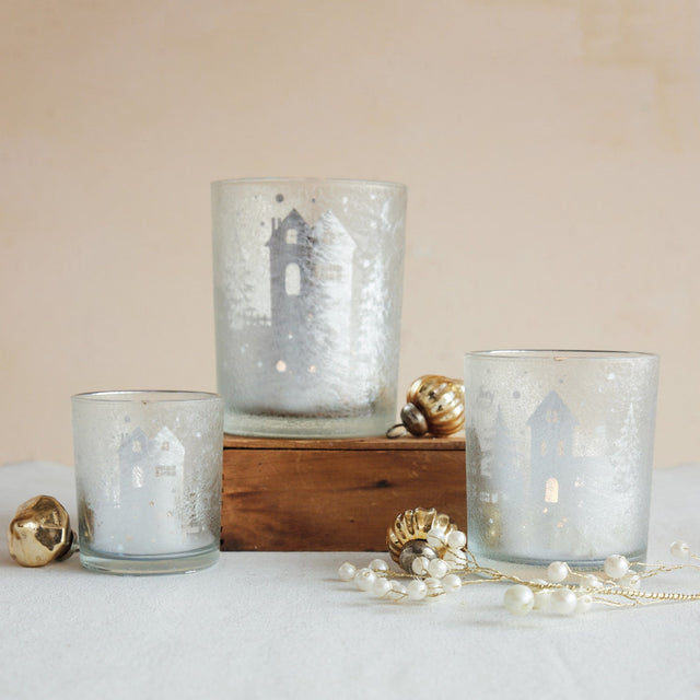 White Mercury Glass Votive Holder