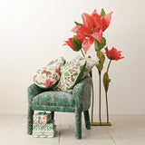 Seasonal Botanicals Bird Linen Printed Round Pillow