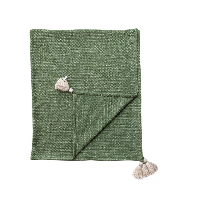 Stonewashed Green Woven Cotton Slub Throw