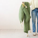 Stonewashed Green Woven Cotton Slub Throw