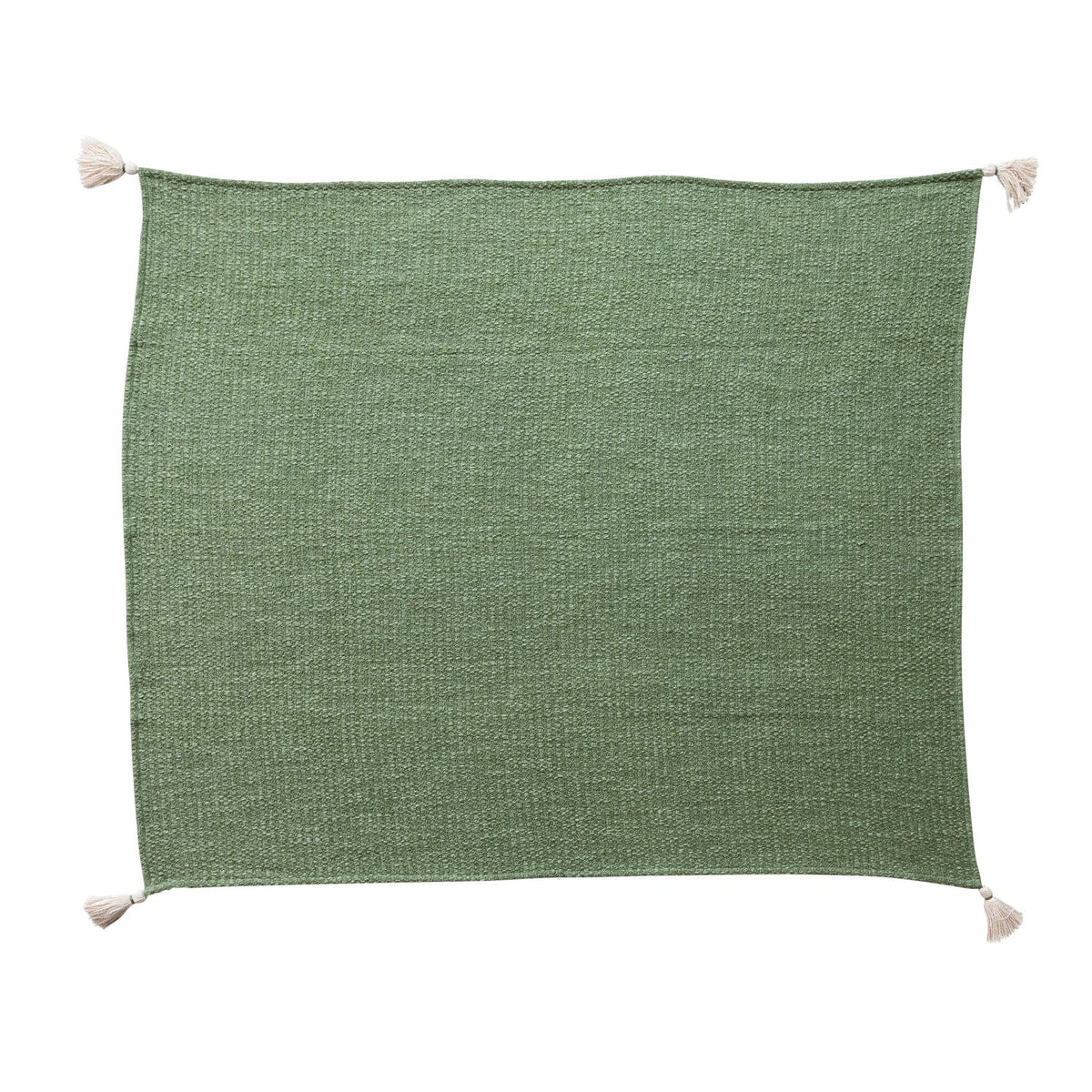 Stonewashed Green Woven Cotton Slub Throw