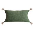 Stonewashed Green Woven Cotton Slub Lumbar Pillow