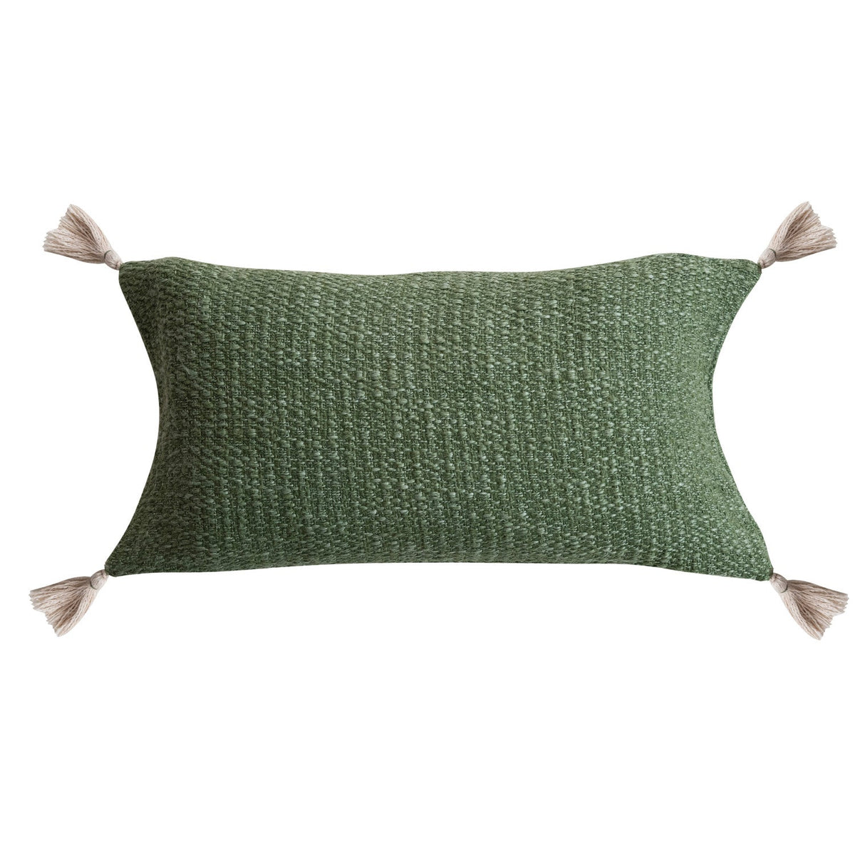 Stonewashed Green Woven Cotton Slub Lumbar Pillow