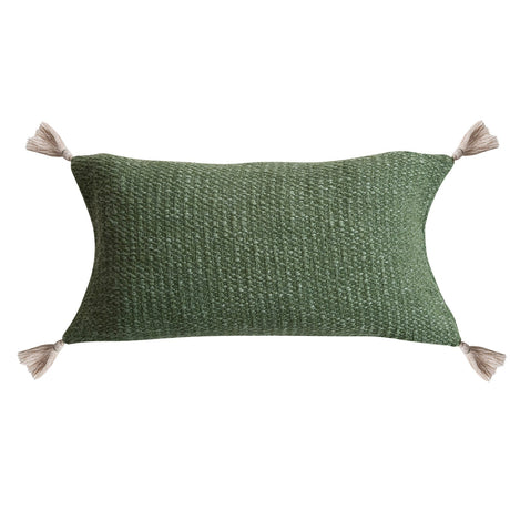 Stonewashed Green Woven Cotton Slub Lumbar Pillow