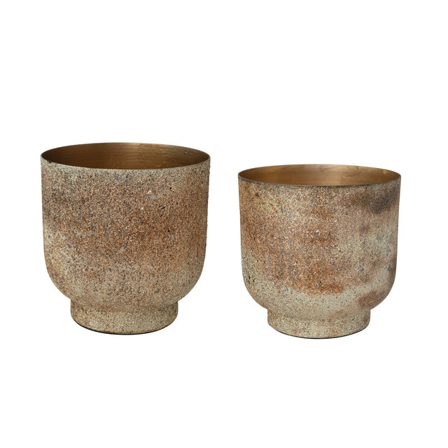 Large Tarnished Silver Metal Planter
