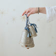 Small Metal & Wood Bell with Blue Velvet Ribbon