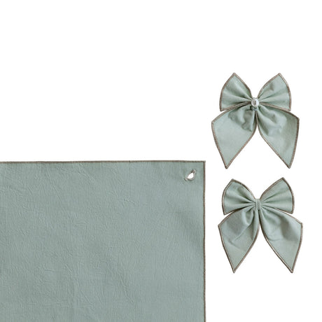 Metallic Silver Thread Table Runner with Detachable Bows