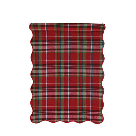 Tartan Plaid Cotton Scalloped Table Runner