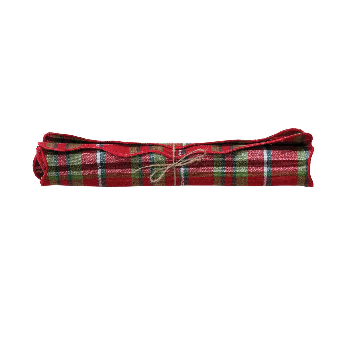 Tartan Plaid Cotton Scalloped Table Runner