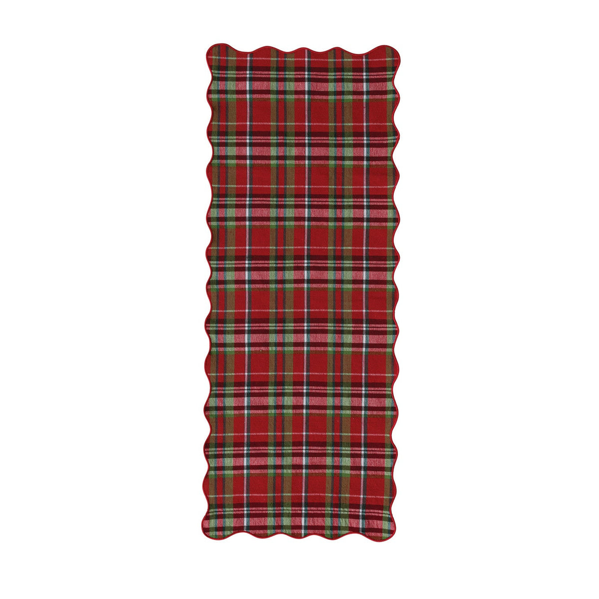 Tartan Plaid Cotton Scalloped Table Runner