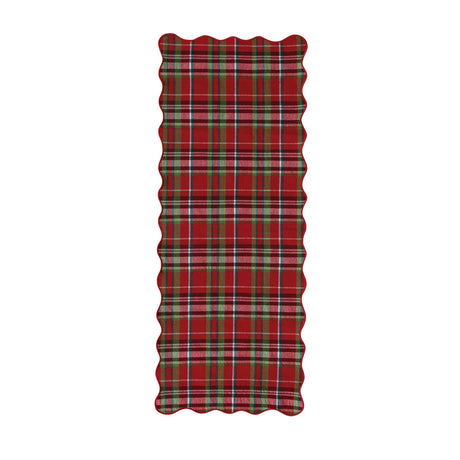 Tartan Plaid Cotton Scalloped Table Runner