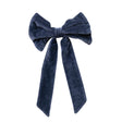 Navy Cotton Velvet Clip-on Bow
