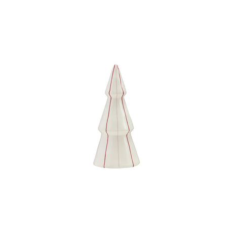 Small White Hand-Painted Stoneware Striped Tree