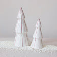 Large White Hand-Painted Stoneware Striped Tree