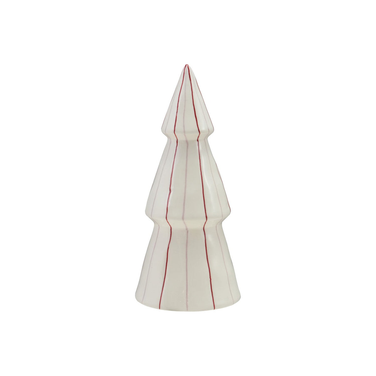 Large White Hand-Painted Stoneware Striped Tree