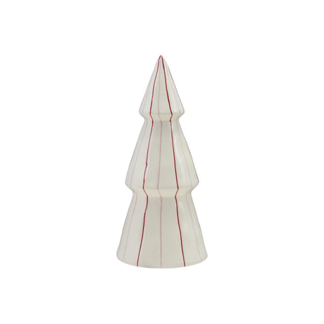 Large White Hand-Painted Stoneware Striped Tree