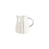 White Hand-Painted Stoneware Striped Organic Creamer