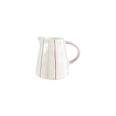 White Hand-Painted Stoneware Striped Organic Creamer