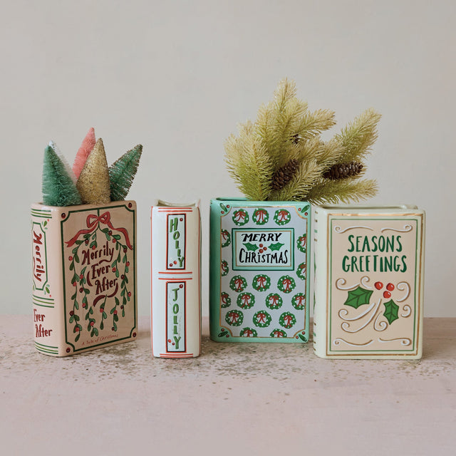 Ceramic Holiday Book Shaped Vase - 4 Styles