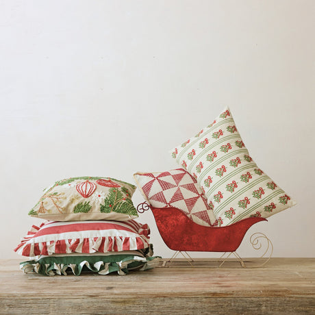 Embroidered Pine Boughs Cotton Pillow