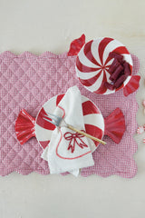 Red & White Hand-Painted Ceramic Candy Bowl