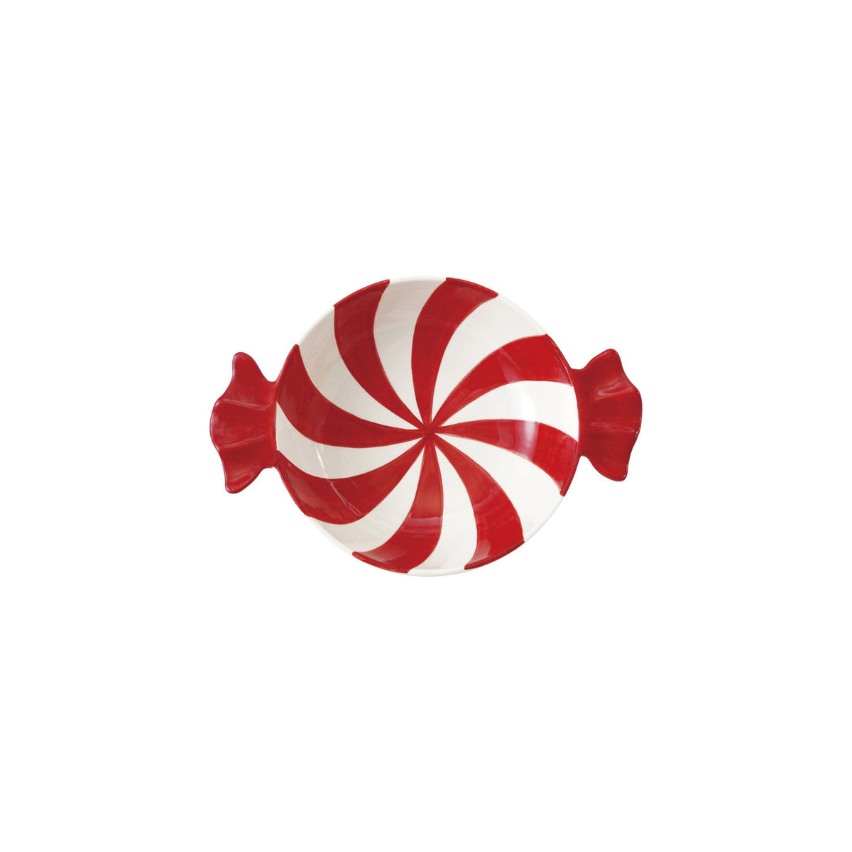 Red & White Hand-Painted Ceramic Candy Bowl