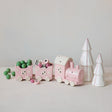 Pink & White Hand-Painted Embossed Stoneware Train