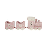 Pink & White Hand-Painted Embossed Stoneware Train