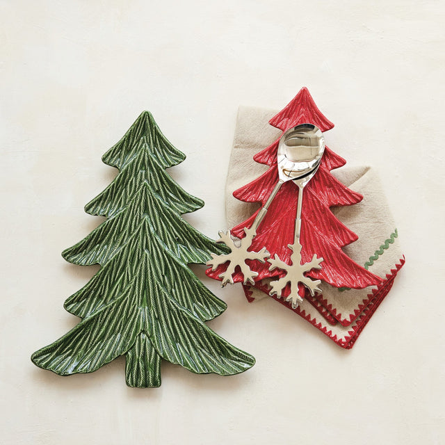 Green Ceramic Tree Shaped Platter