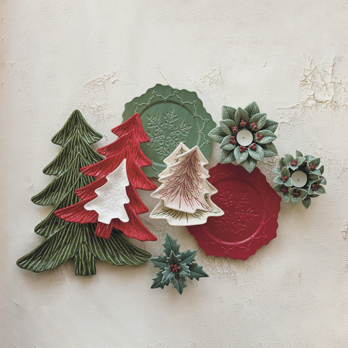 Green Ceramic Tree Shaped Platter